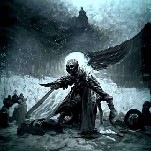 The Angel of Death in a Dramatic Horror Style