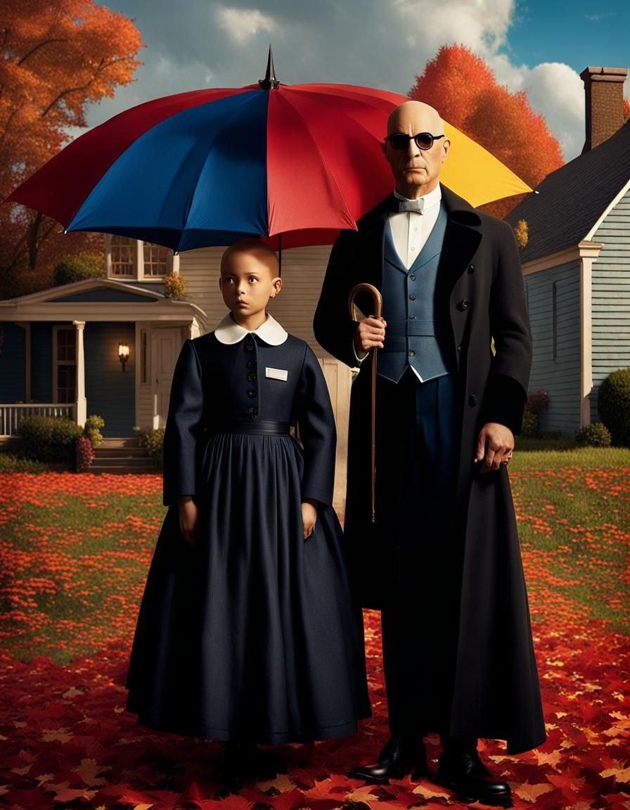 Umbrella Academy's Number 5 in American Gothic Style