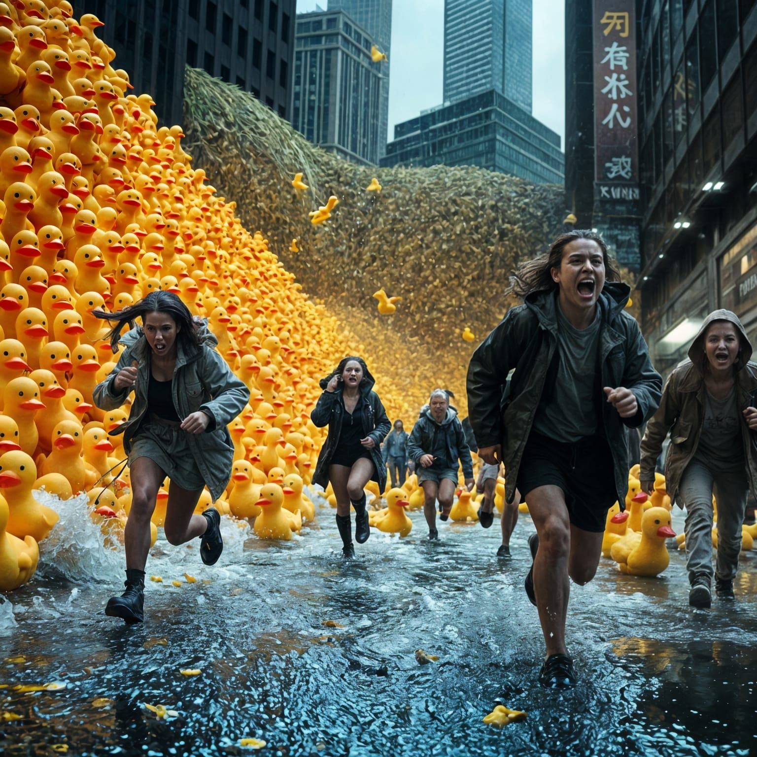 Apocalyptic Rubber Duck Tsunami Engulfs City in Chaos