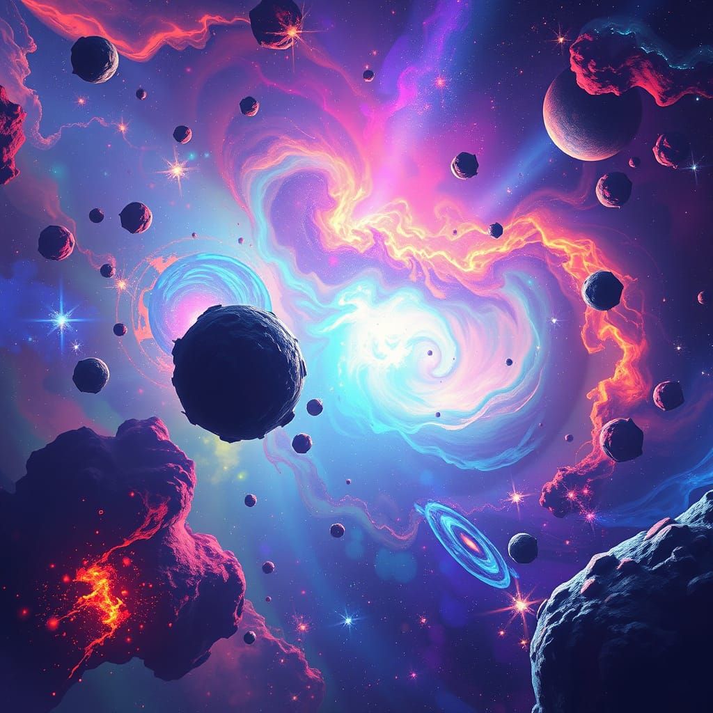 Galactic Cosmos in Vibrant Digital Art