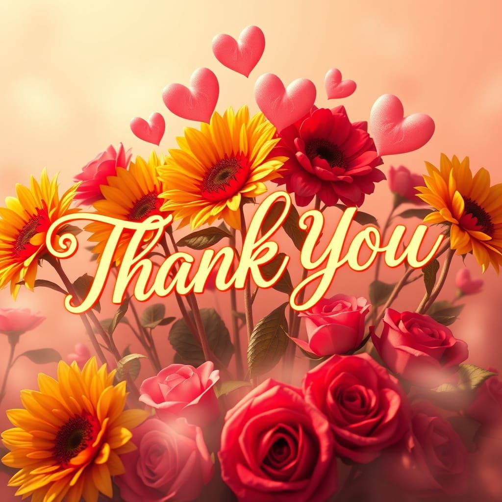 Elegant Light Yellow 'THANK YOU' in a Vibrant Sunflower and ...