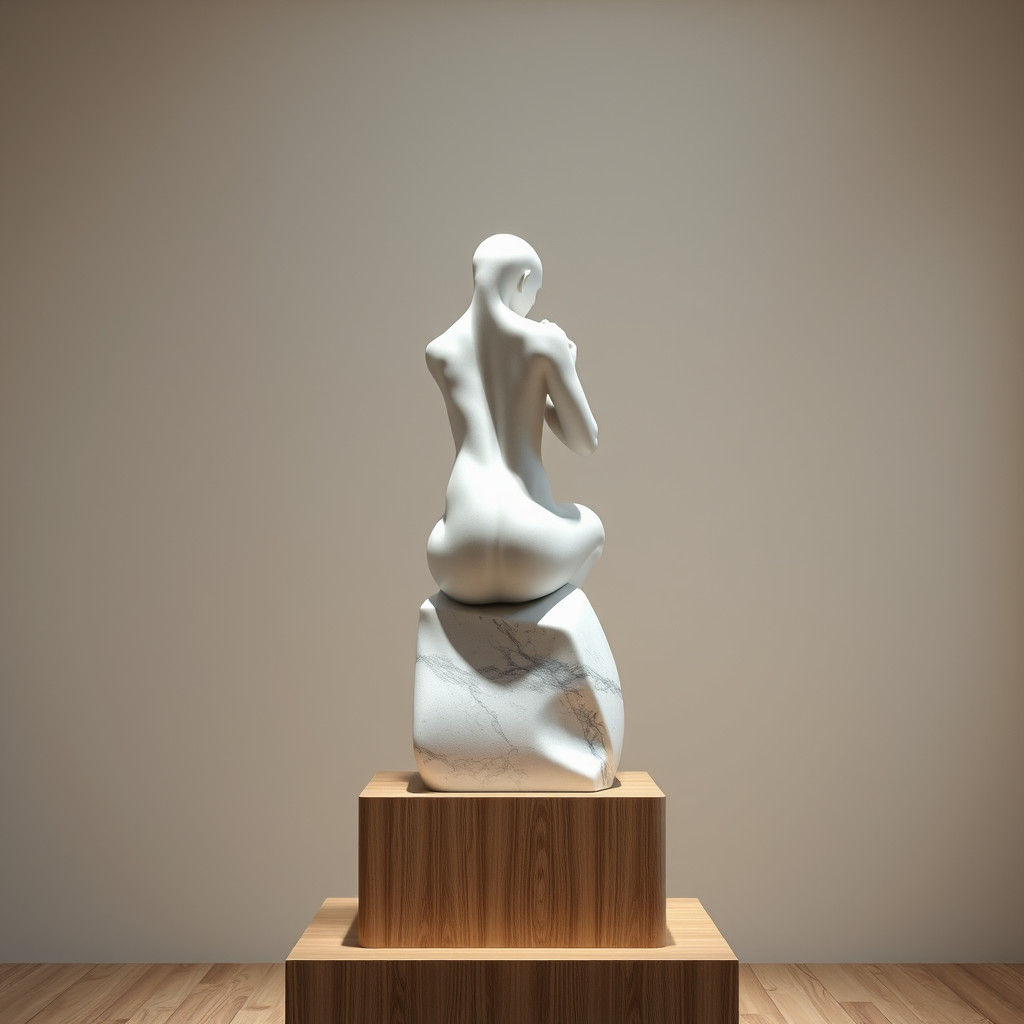 Minimalist Marble Sculpture of Abstract Figure