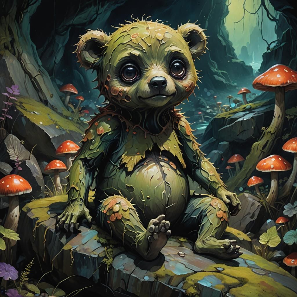 Creepy Cute Creature in Dark Fantasy Illustration