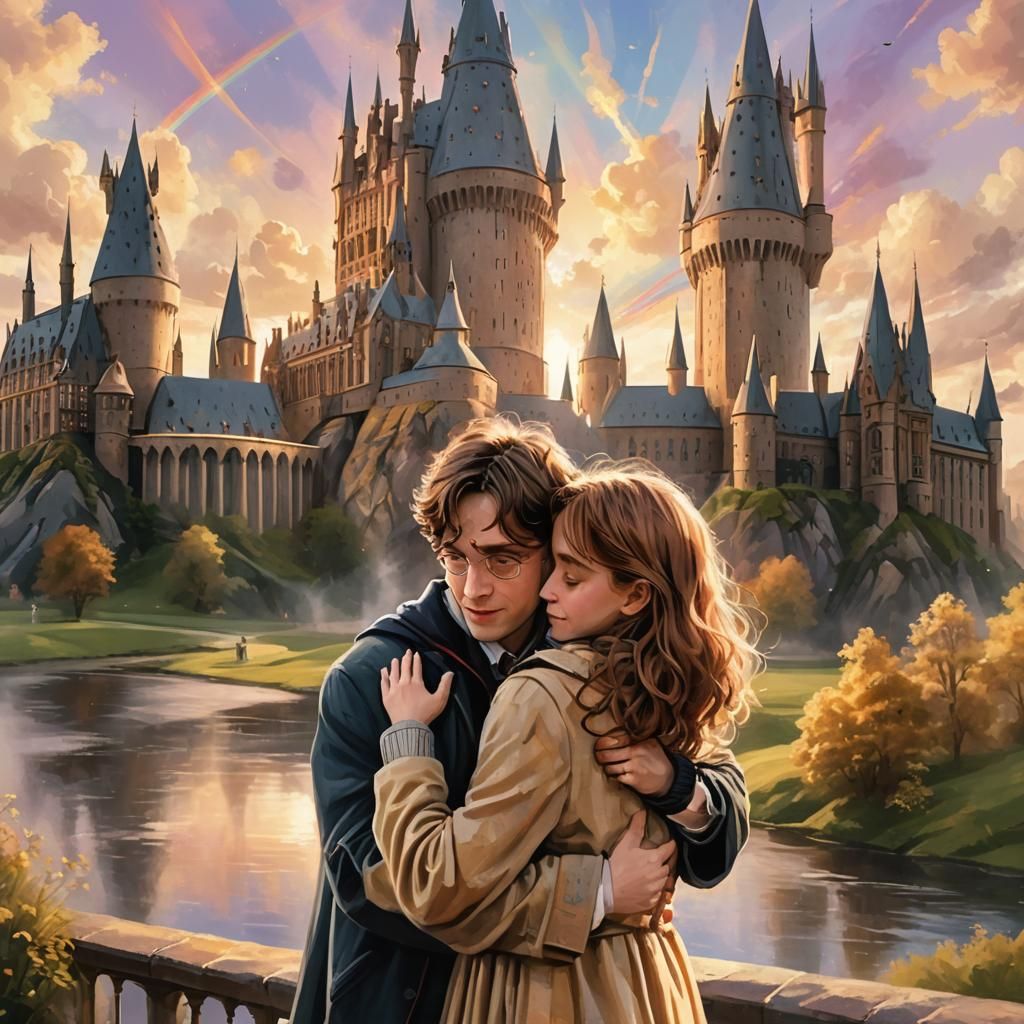 Harry Potter Reunion: Whimsical Digital Art of Friendship