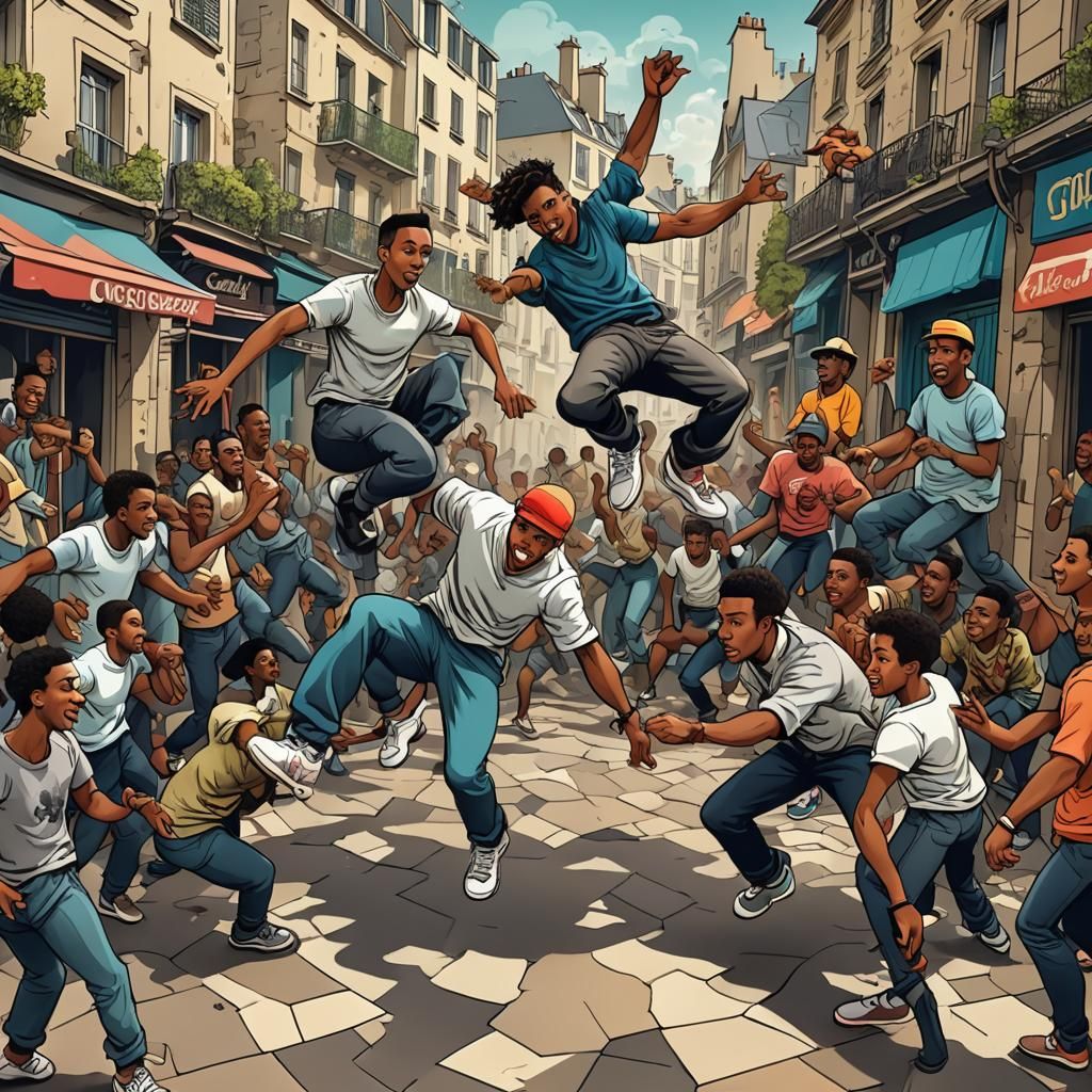 Breakdancing Cartoon in Paris Slums: Surreal Comedy