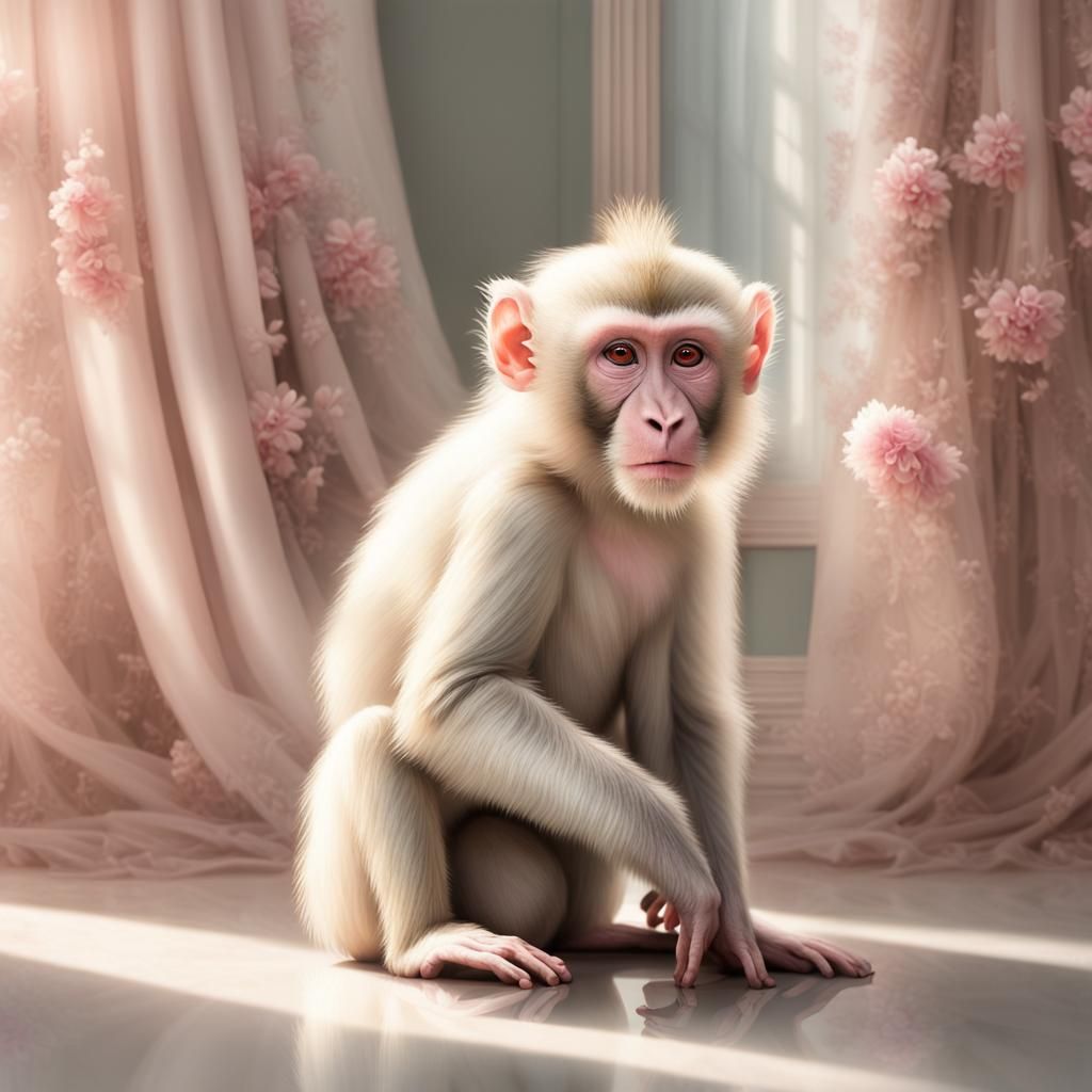 Macaque Monkey Ballet: Surreal Digital Art