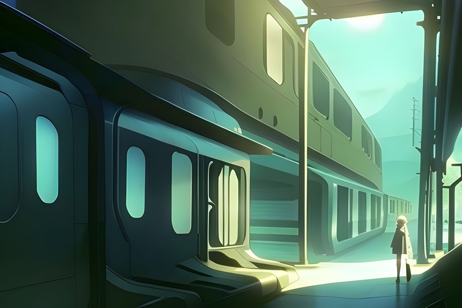 Anime Key Visual of a Dark Train by Shinkai