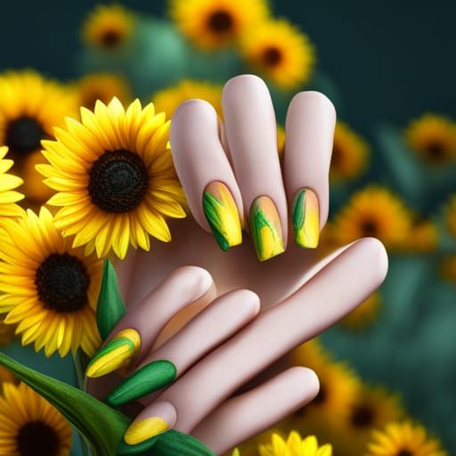 Sunflower Nail Art: Detailed Matte Painting