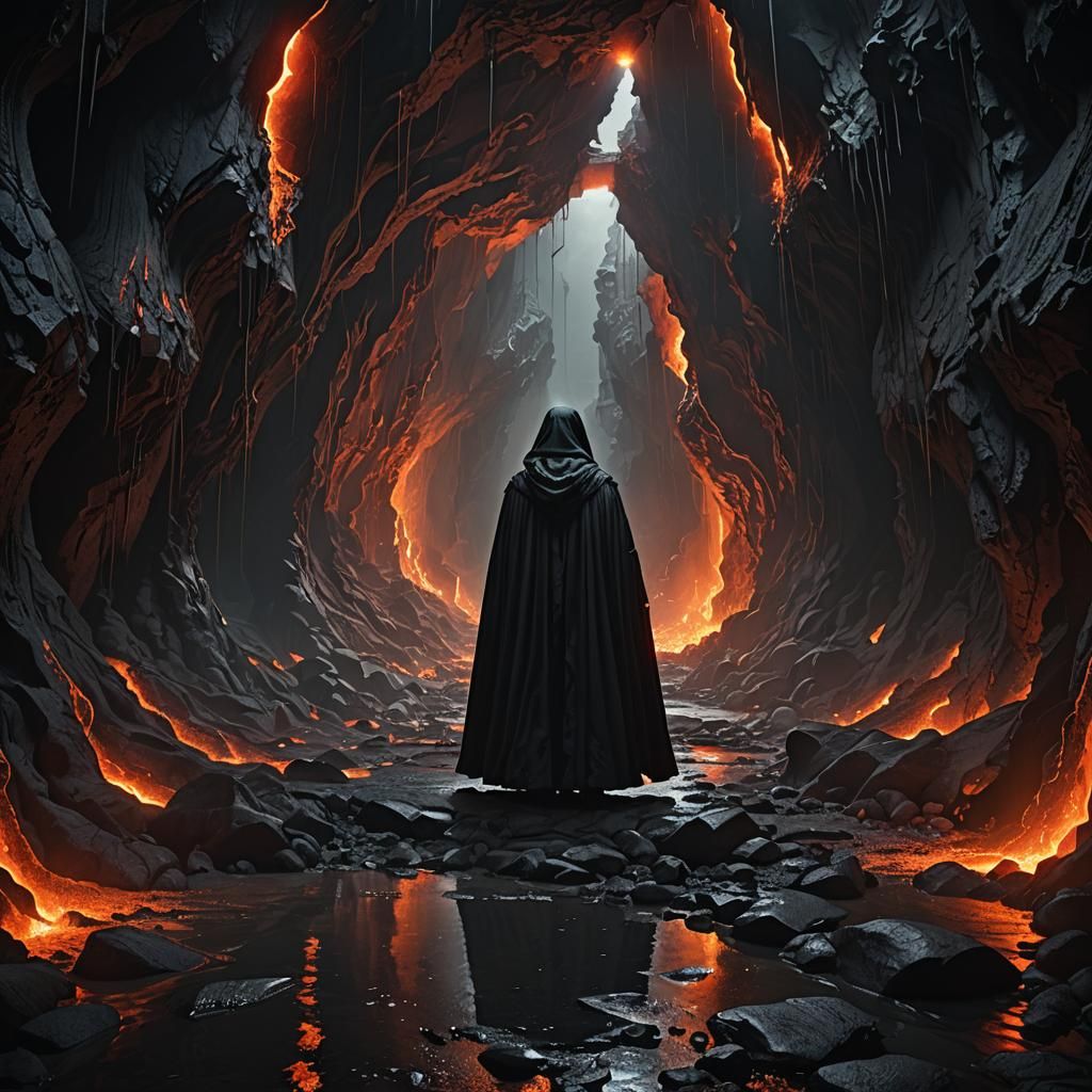 Dramatic Lava Cave Digital Matte Painting
