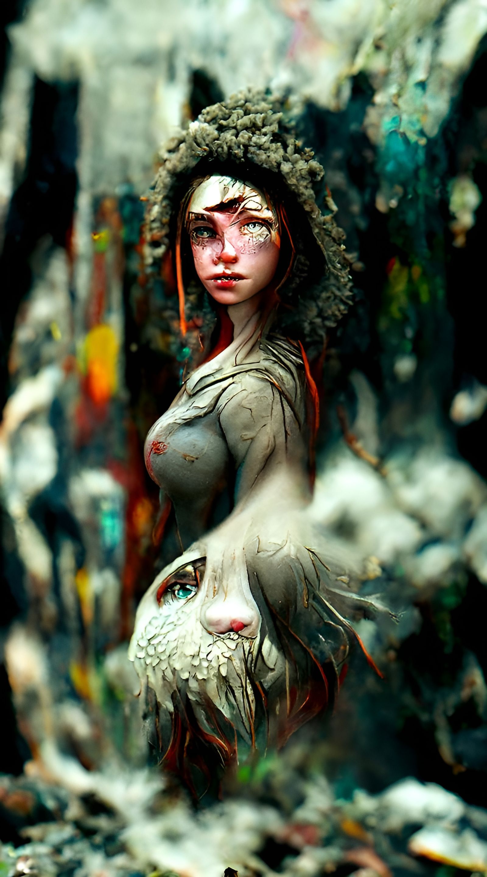 Realistic Princess Mononoke Portrait in Digital Art Style