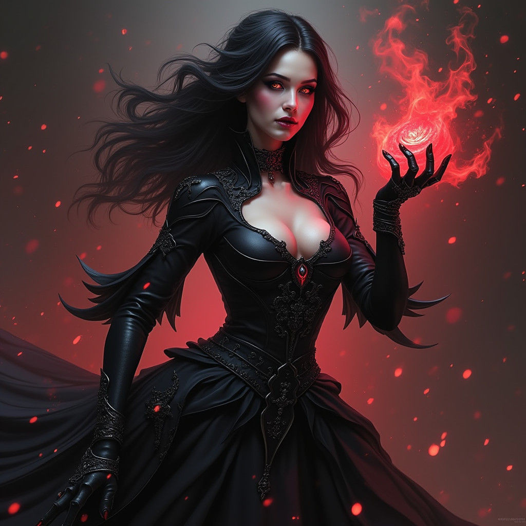 Striking Female Villain Portrait in Gothic Style