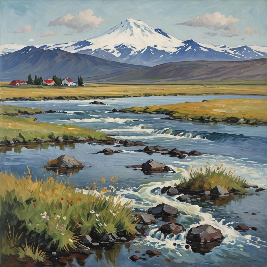 Icelandic landscape. From thick layers of paint to intricate...