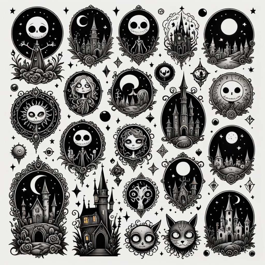 Tim Burton Inspired Cartoon Tattoo Designs