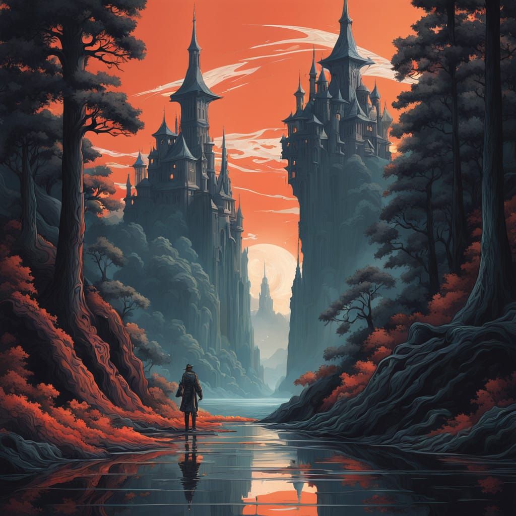 Ethereal Ancient Sword in a Swirling Fractal Realm