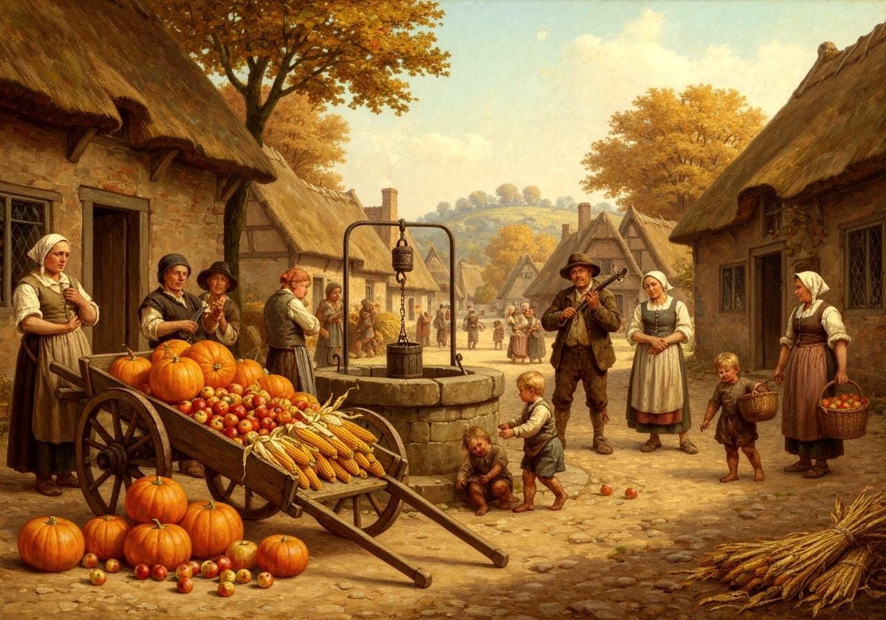 Medieval Harvest Celebration Oil Painting