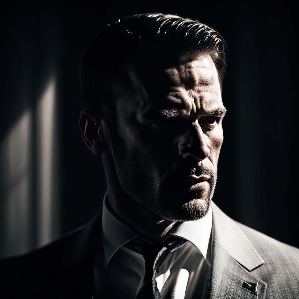 Dramatic Film Noir Portrait of Man in Shadow