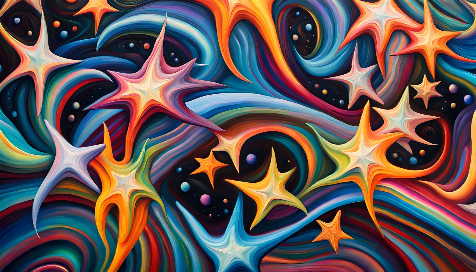 Abstract Expressionism: Rainbow Star Cluster Formation