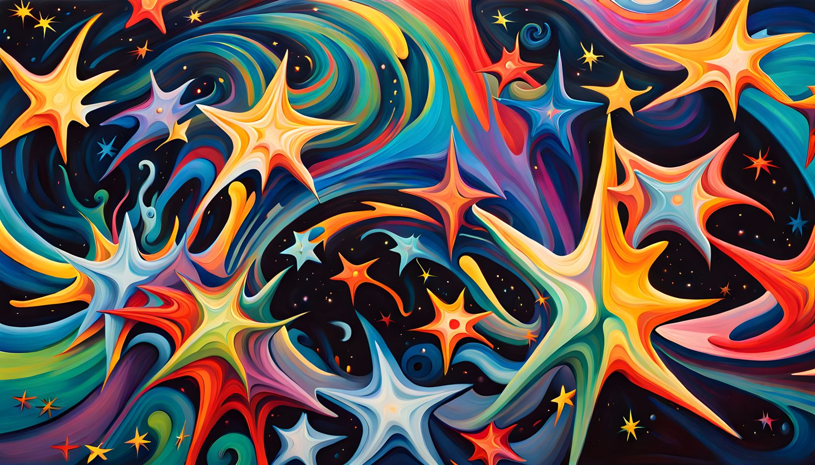 Abstract Expressionist Star Cluster in Polychromatic Hues