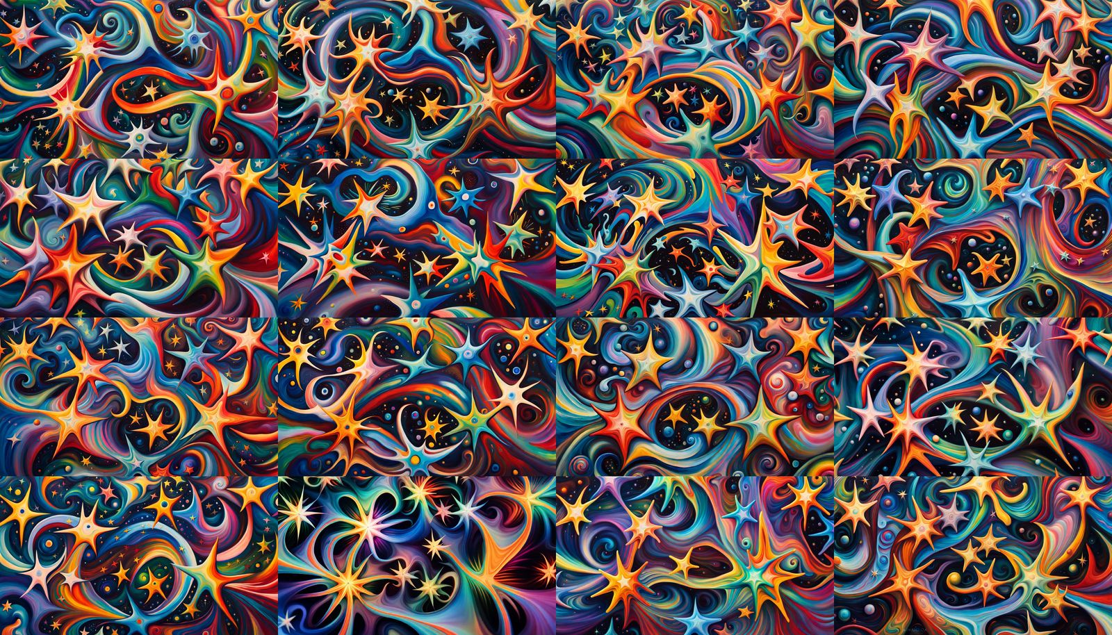 Abstract Expressionist Star Cluster Formation in Oil Paintin...