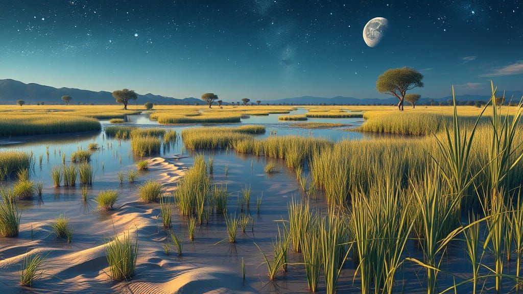 Okavango Delta Fairyland Under Starry Night Sky