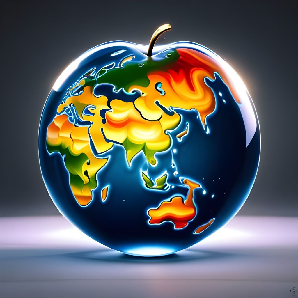 Colorful Crystal Apple Figurine in Art Nouveau Style