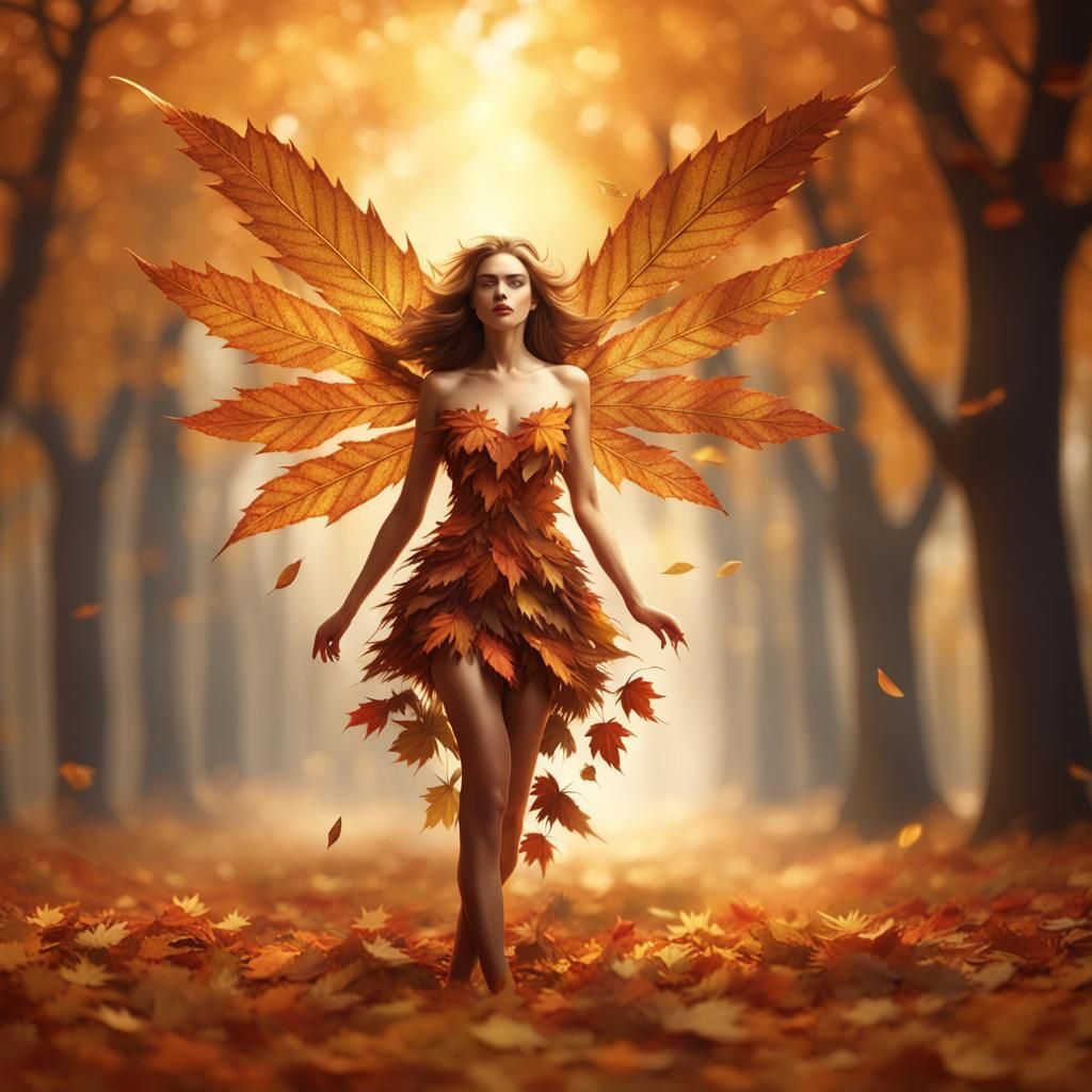 Autumn Leaf Fairy in Detailed Matte Painting