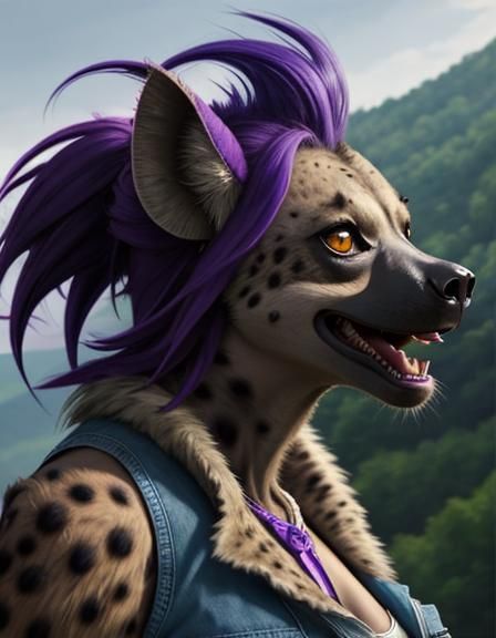 Anthropomorphic She-Hyena with Punk Hairdo