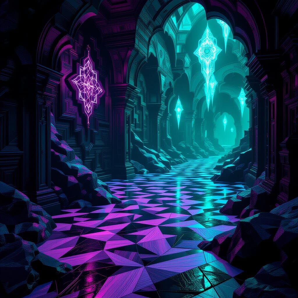 Surreal Eldritch Entity of Shifting Parquetry Patterns