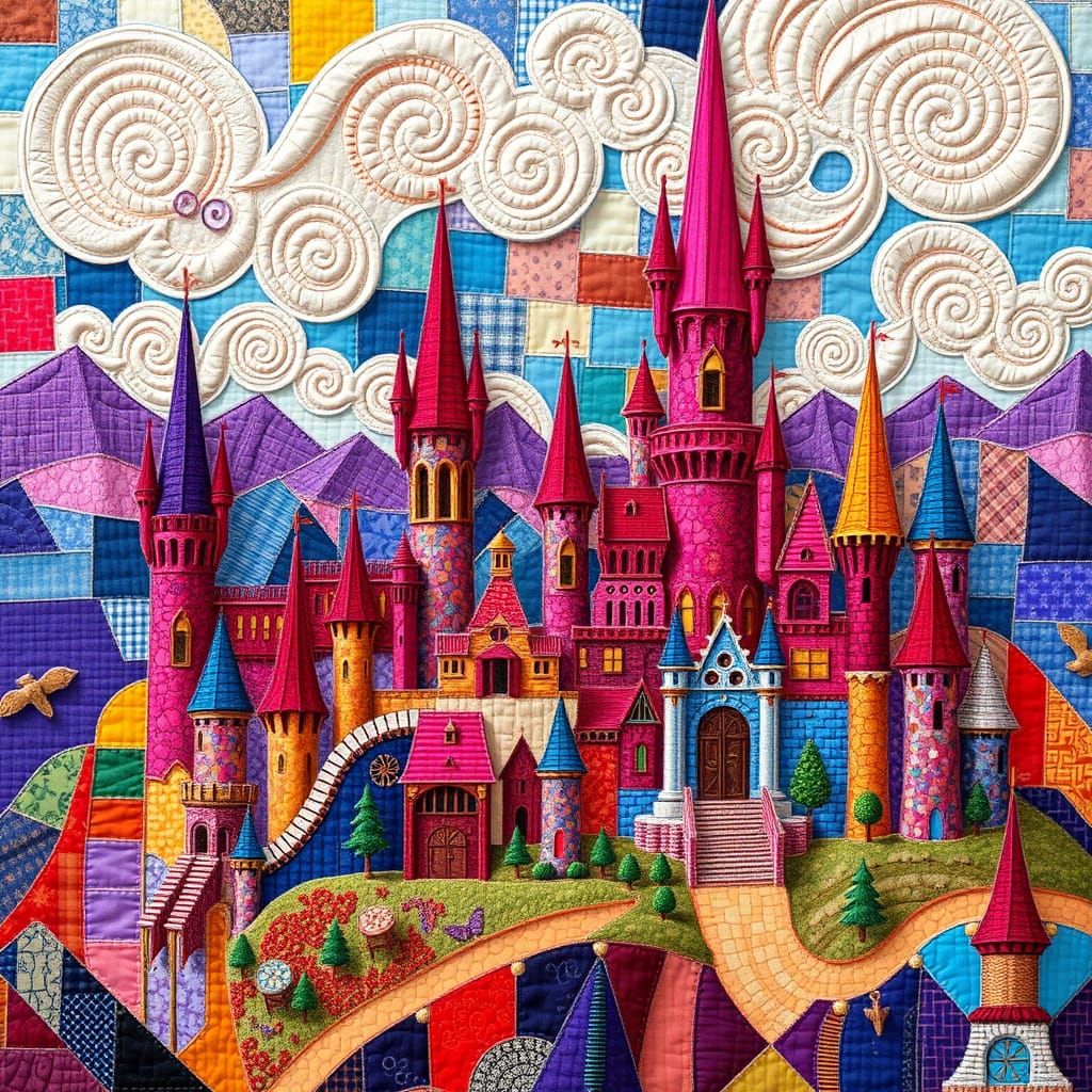 Whimsical Patchwork Metropolis in a Kaleidoscope of Colors