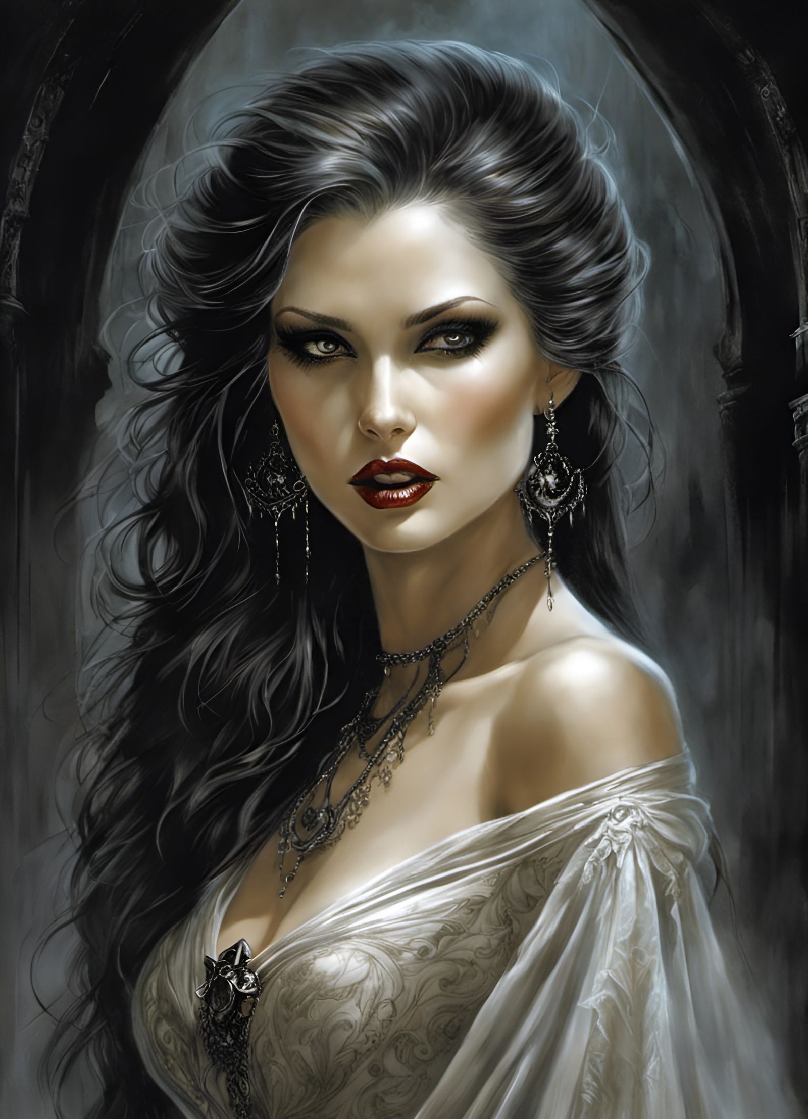 Beautiful Vampiress Portrait in Dark Fantasy Style
