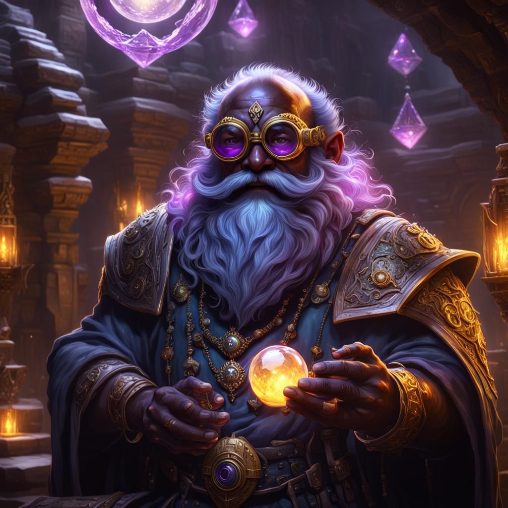 Fantasy Dwarf Crystalmancer in Dark Fantasy Style