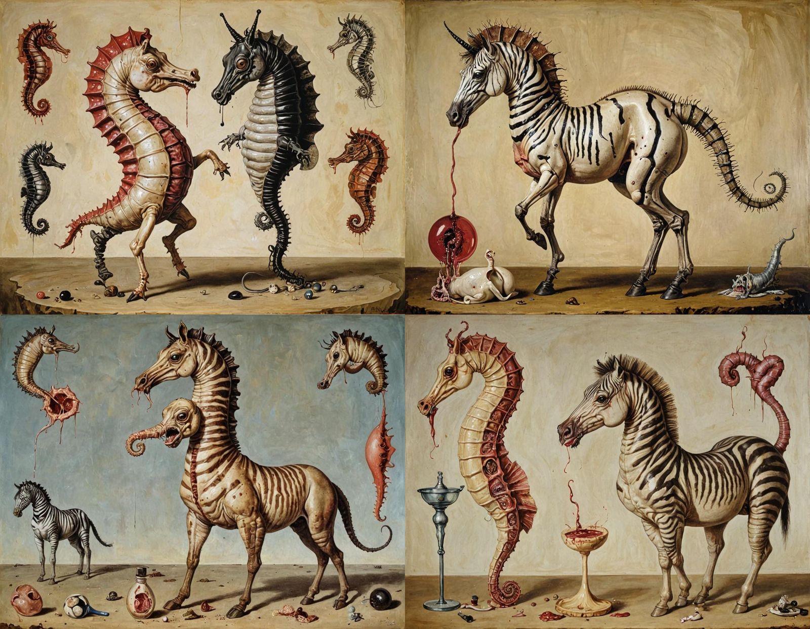 Disturbing Hybrid Creature Inspired by Surrealist Art