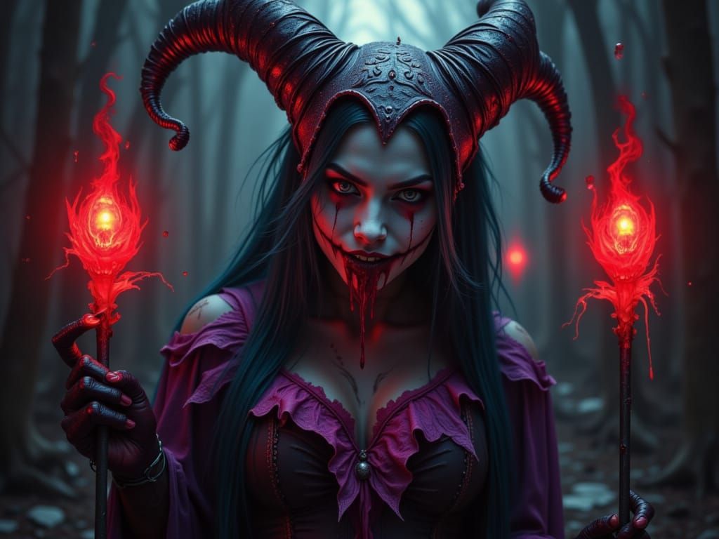 Sinister Jester in Haunted Carnival Core Aesthetic