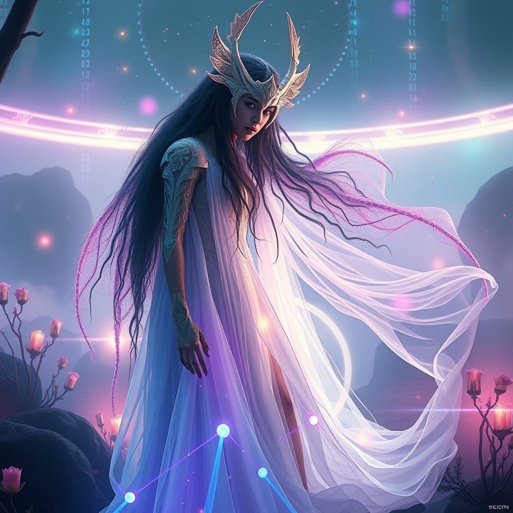 Mystical Scion in Dreamlike Environment