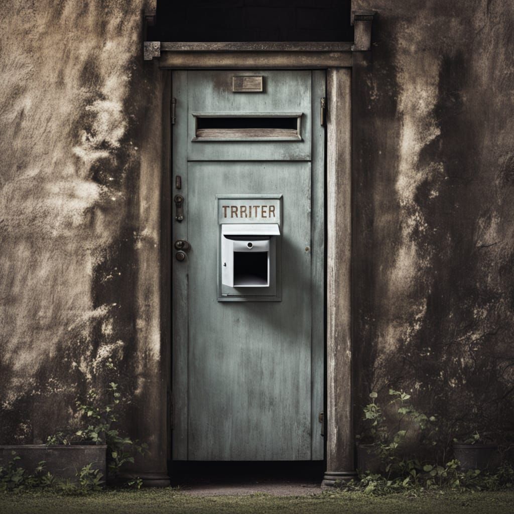Ethereal Ghost Emerges from Old Door Letterbox