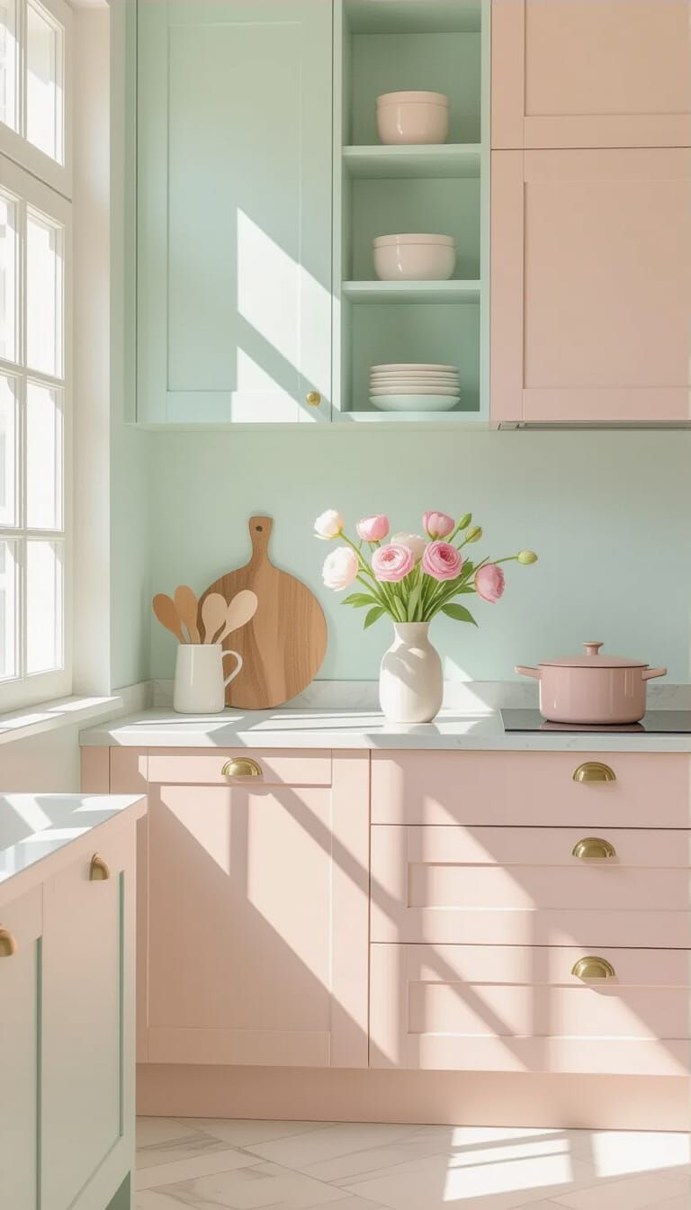 Pastel Kitchen Corner in Soft Painterly Style