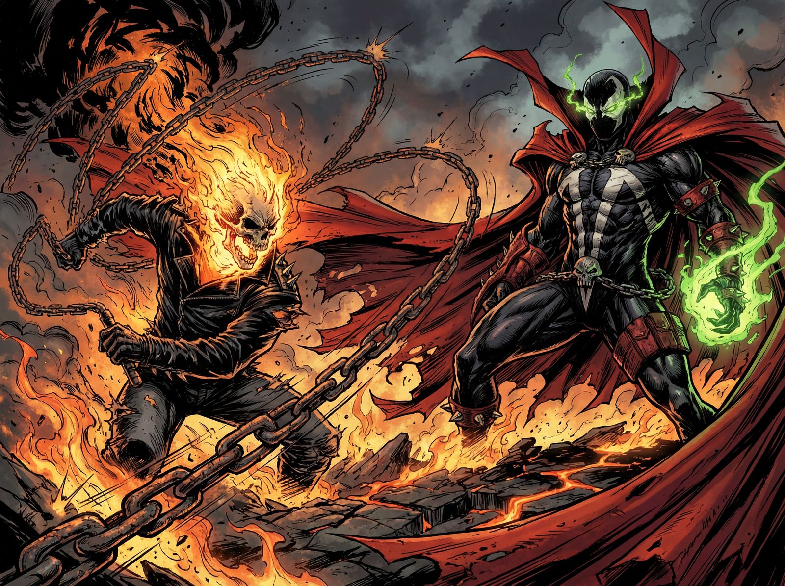 Ghost Rider and Spawn Battle in Hell Comic Cover