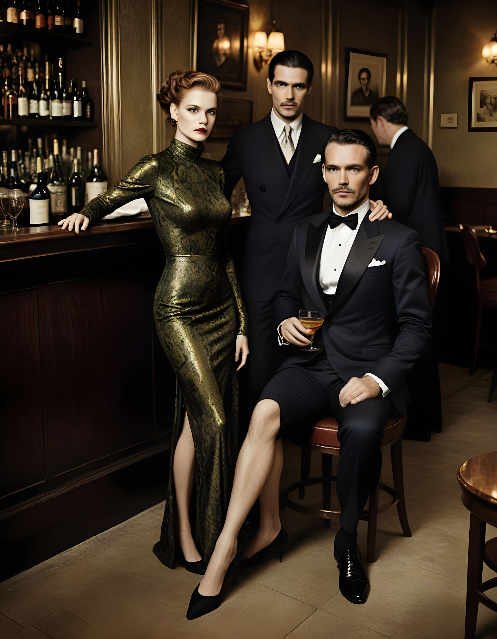 Upscale Couple in Intimate Bar Scene