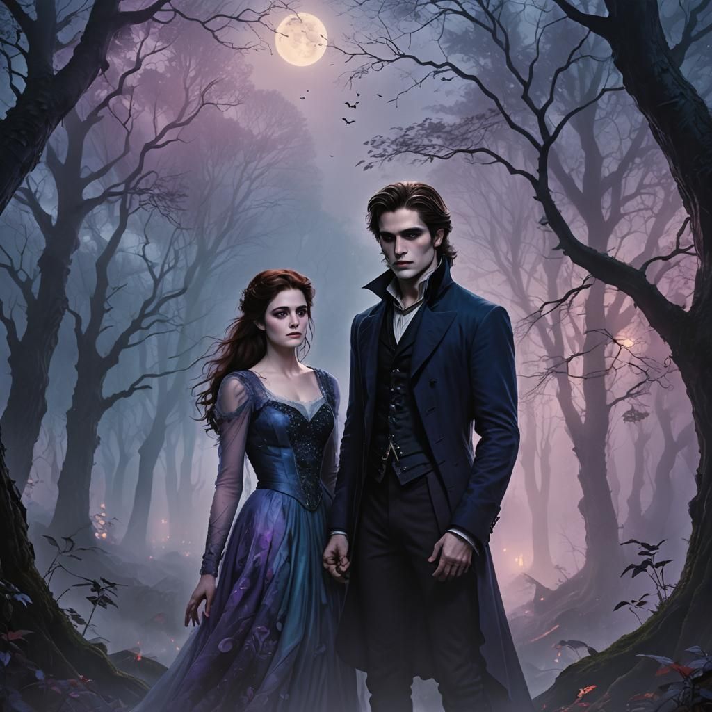 Vampires in Moonlit Forest: Fantasy Concept Art