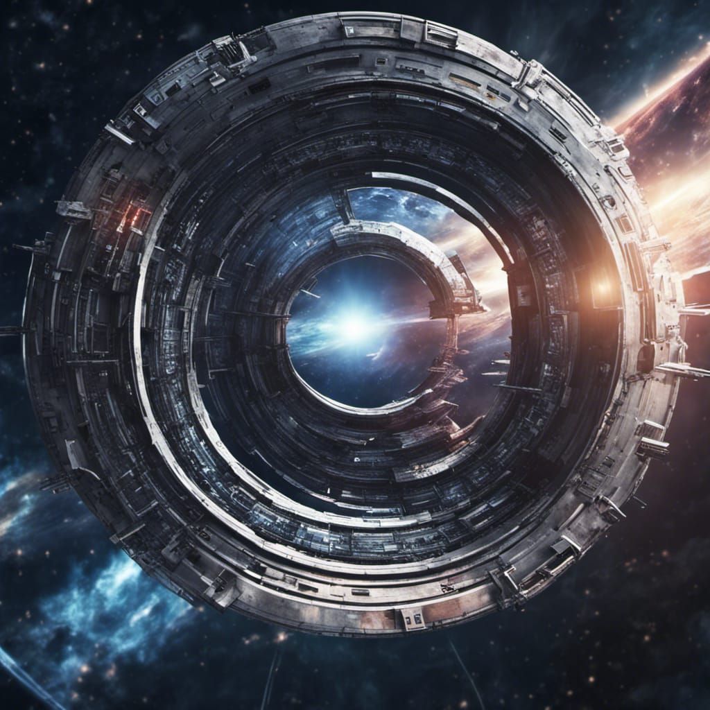 Sci-Fi Wormhole Jump Gate in Hyperspace