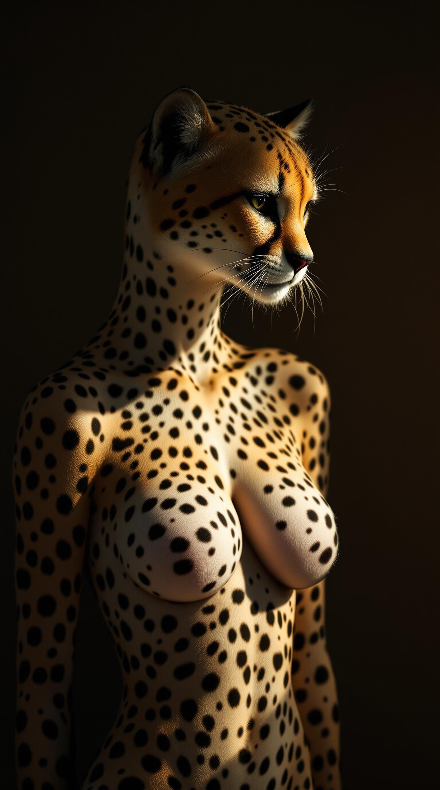 Surreal Minimalist Beauty of a Serene Cheetah Goddess