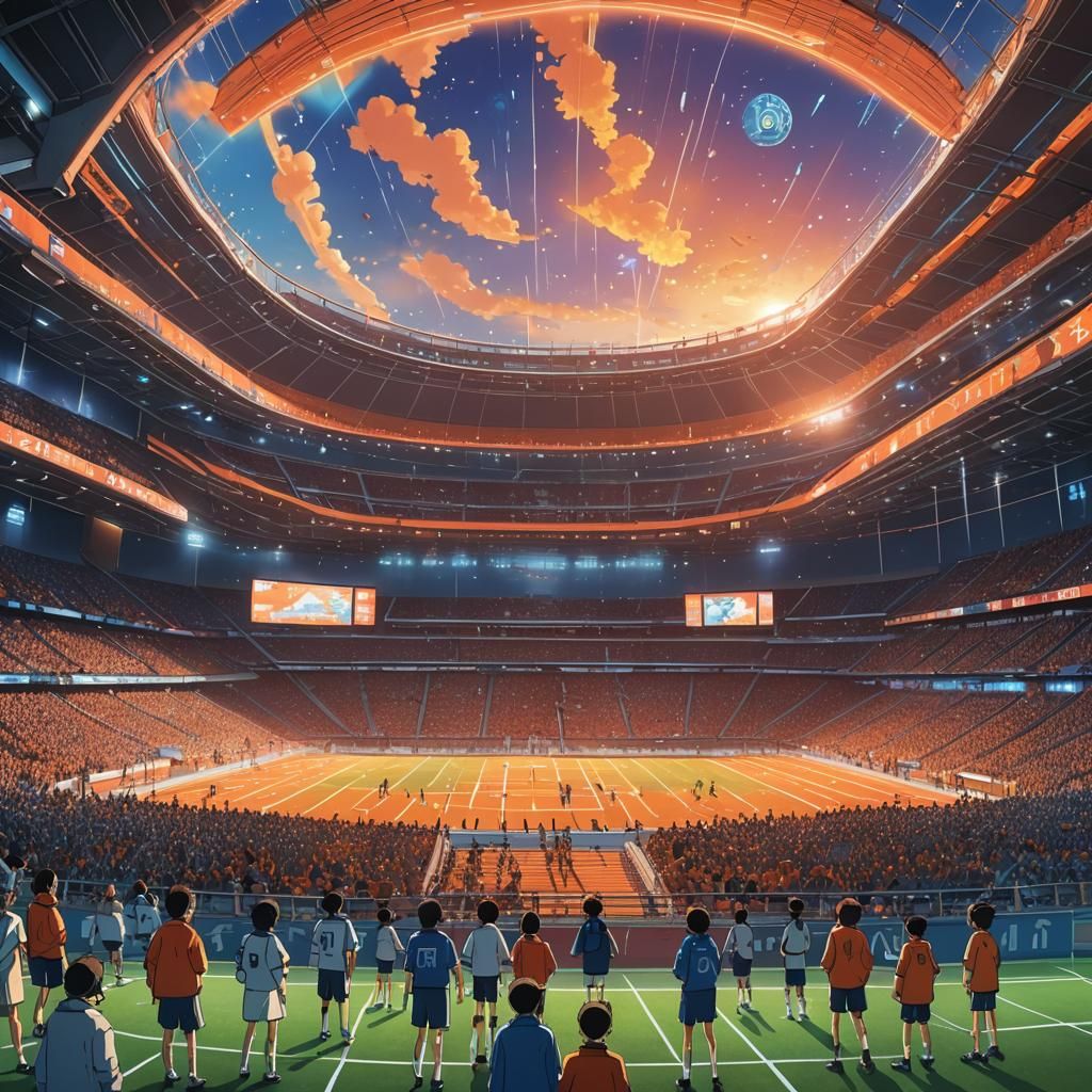 Alien Football League in Ghibli Anime Style