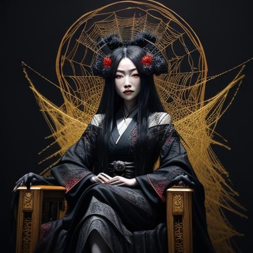 Ethereal Spider Woman in Dark Fantasy Realm