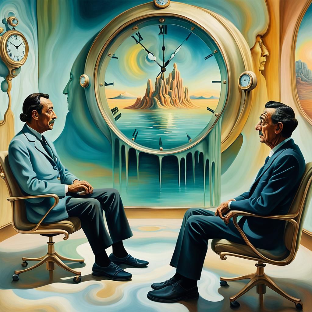 Surreal Therapist Session in Dreamlike Dali-esque Office