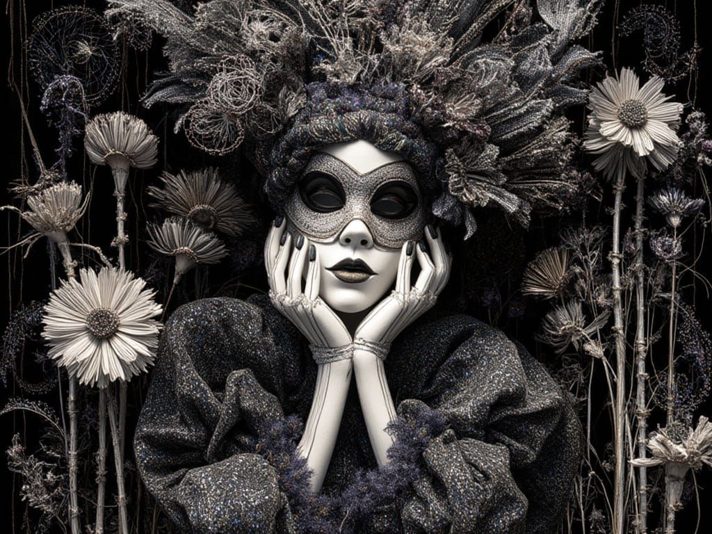 Bohemian Carnival Masks with Floral & Feather Accents