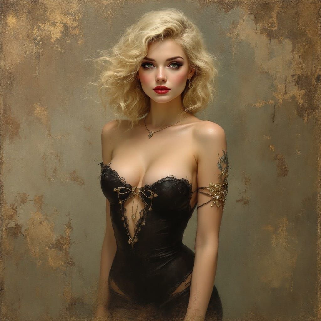 1950s Pin-Up in Art Nouveau Style