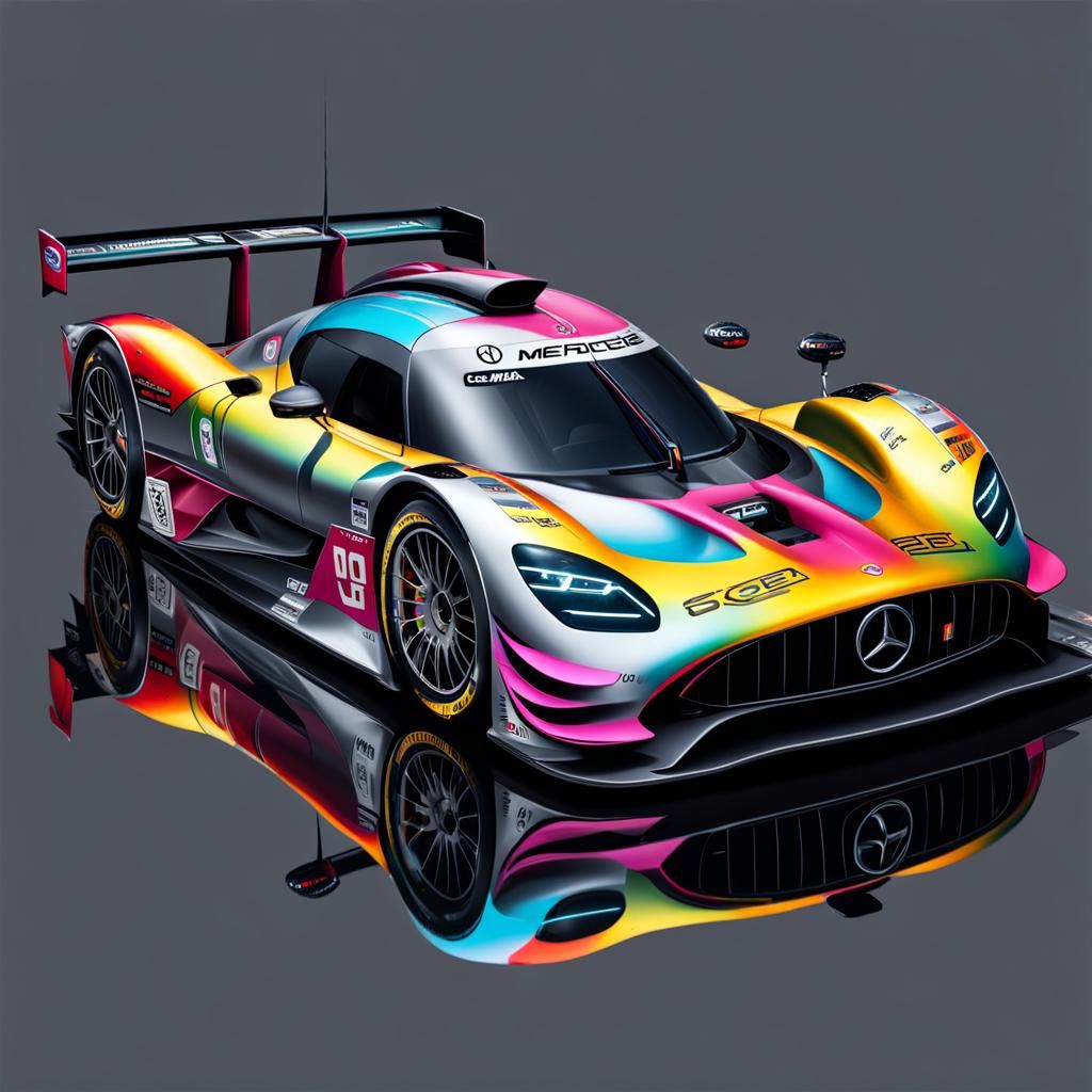 Mercedes Hypercar at Le Mans in Graffiti Style