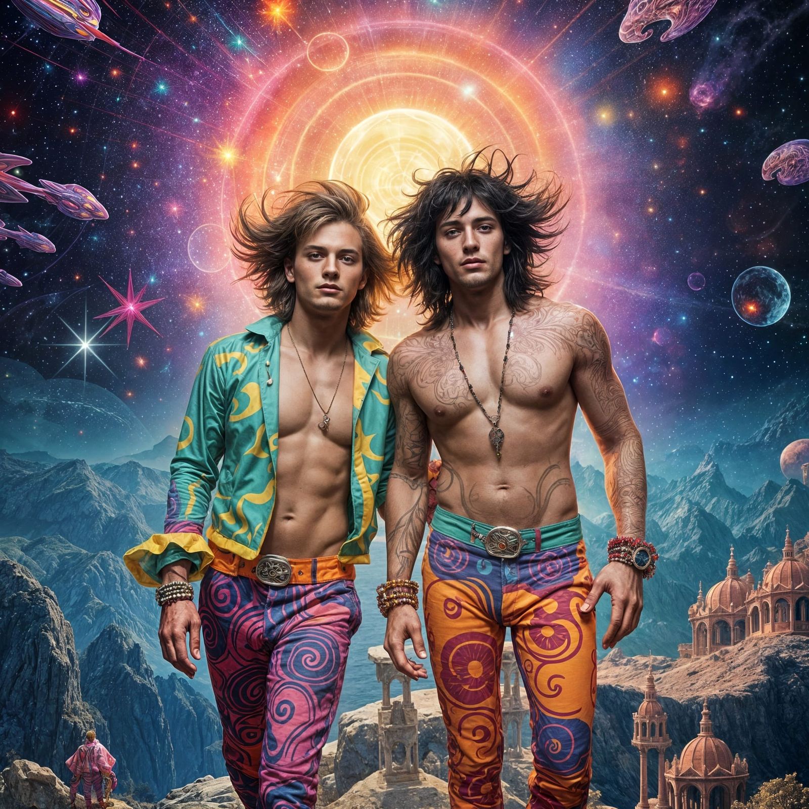 Astral Travelers in Psychedelic Attire