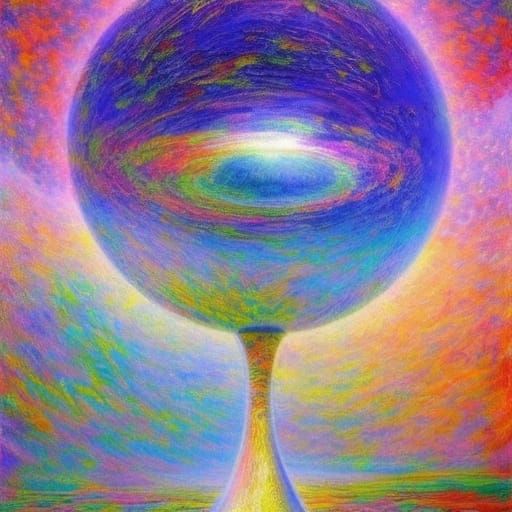 Ethereal Sphere of Infinite Cosmic Potential as Impasto Pain...