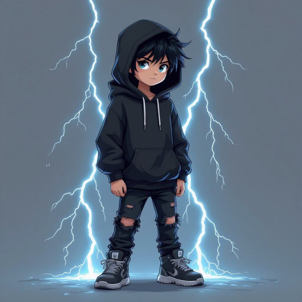Electrified Emo Kid in Futuristic Urban Style